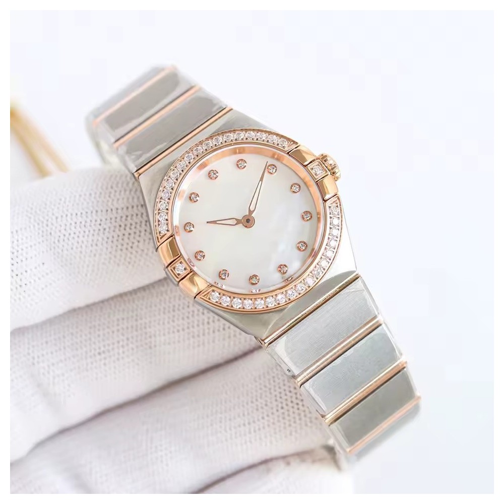 Orologio Bicolore da Donna - Orologio di Lusso in Madreperla con Cristalli