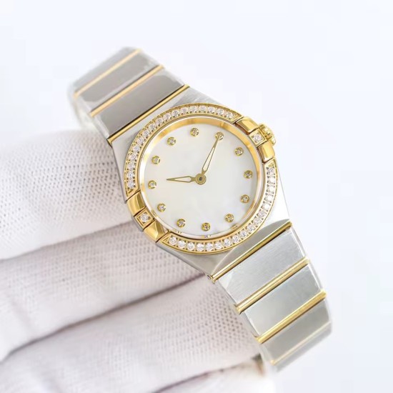 Orologio Bicolore da Donna - Orologio di Lusso in Madreperla con Cristalli