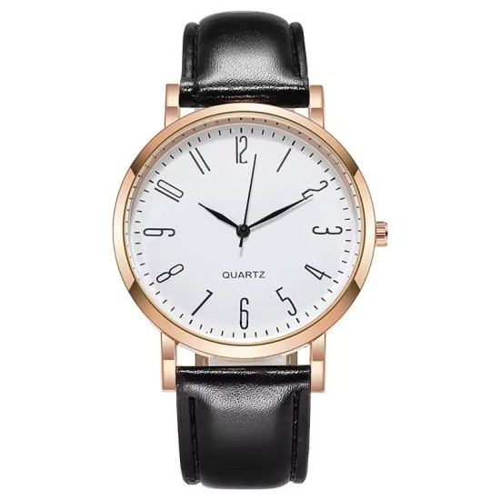 Orologio Minimalista da Uomo - Orologio al Quarzo Oro Rosa e Cinturino in Pelle