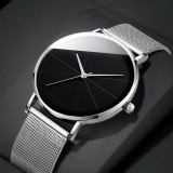 Orologio Minimalista Oro Rosa - Orologio al Quarzo con Quadrante Geometrico Nero