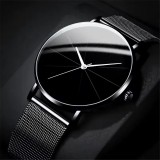 Orologio Minimalista Oro Rosa - Orologio al Quarzo con Quadrante Geometrico Nero