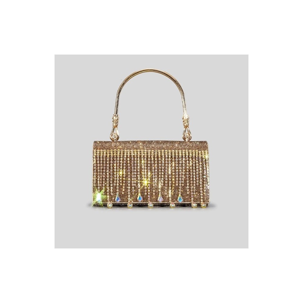 Borsa da Sera di Lusso con Strass | Borsa Elegante Donna – Champagne, Oro, Argento