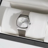 Unisex Minimalist Cushion Case Watch - Sterile Black Dial Stainless Steel Watch
