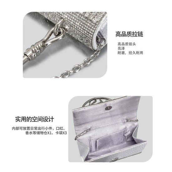 Borsa da Sera di Lusso con Strass | Borsa Elegante Donna – Champagne, Oro, Argento