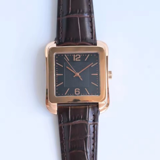 Unisex Retro Square Cushion Watch - Textured Silver Dial Leather Dress Watch