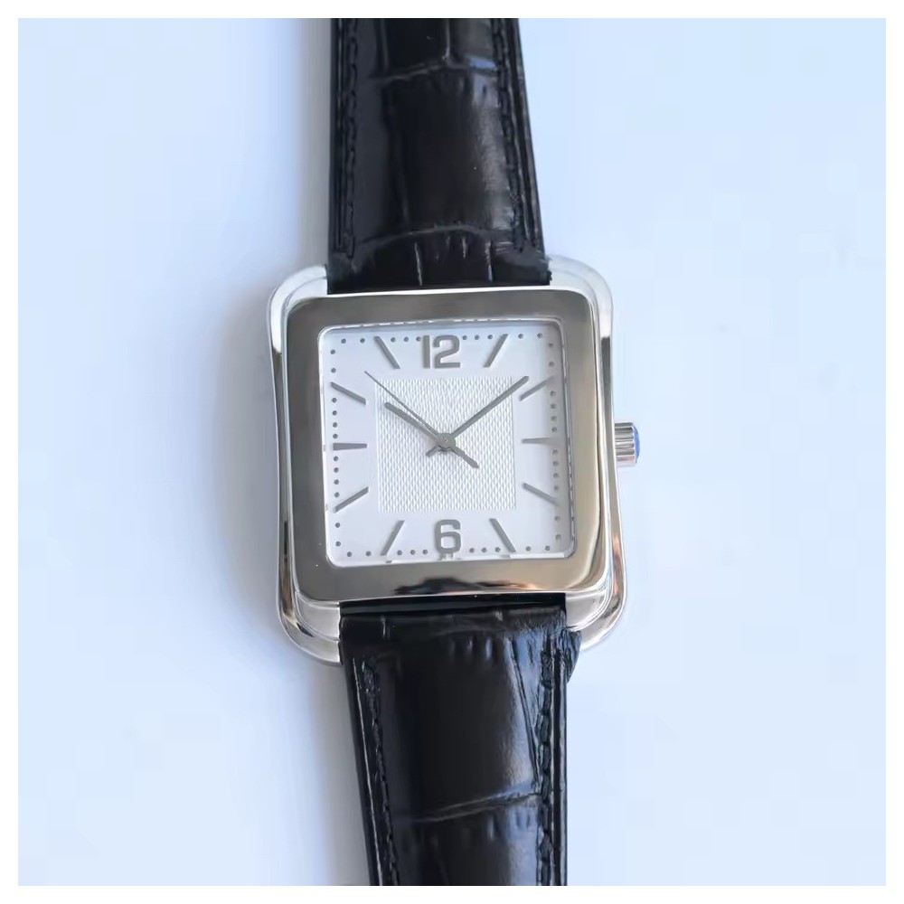Orologio Unisex Cassa a Cuscino Quadrata - Orologio Vintage in Pelle con Quadrante Argento