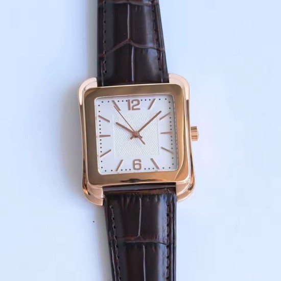 Orologio Unisex Cassa a Cuscino Quadrata - Orologio Vintage in Pelle con Quadrante Argento