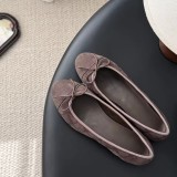 Ballerine Trapuntate Rosa in Pelle con Punta Nera