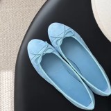 Ballerine Trapuntate Rosa in Pelle con Punta Nera
