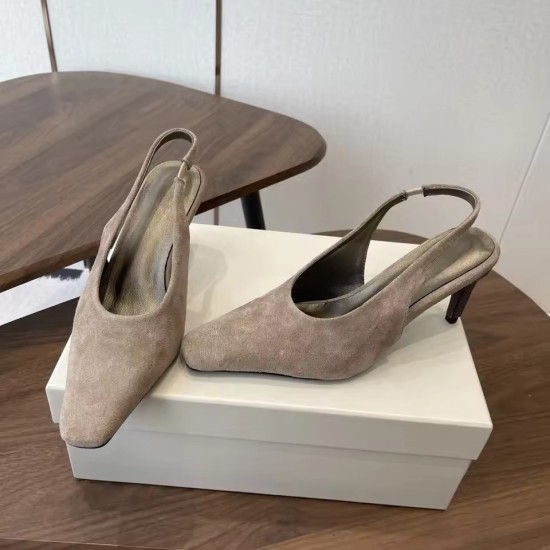 Suede Slingback Pumps - Women's Pointed-Toe Kitten Heel Shoes