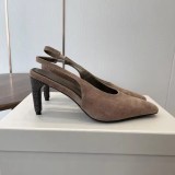 Suede Slingback Pumps - Women's Pointed-Toe Kitten Heel Shoes