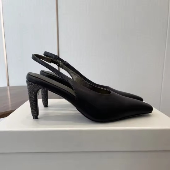 Suede Slingback Pumps - Women's Pointed-Toe Kitten Heel Shoes