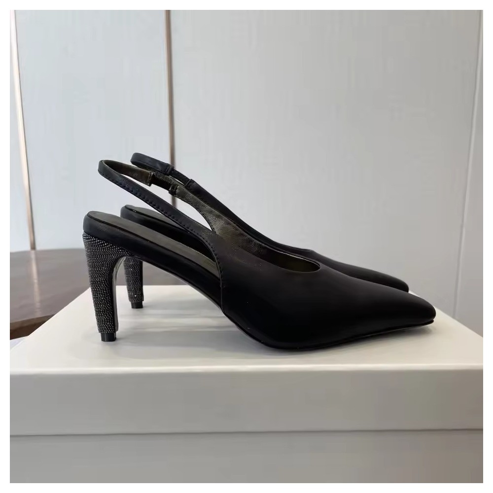 Suede Slingback Pumps - Women's Pointed-Toe Kitten Heel Shoes