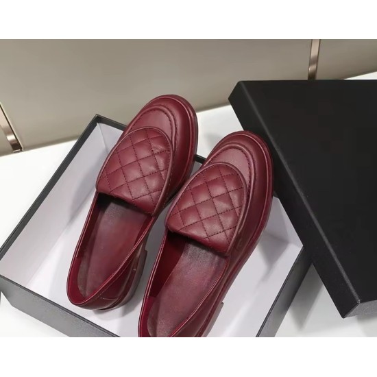 Women's Quilted Leather Loafers | Elegant Slip-On Platform Moccasins