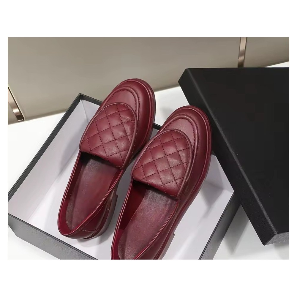 Women's Quilted Leather Loafers | Elegant Slip-On Platform Moccasins