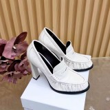 Women's Croc-Embossed Heeled Loafers | Chunky High Heel Pumps