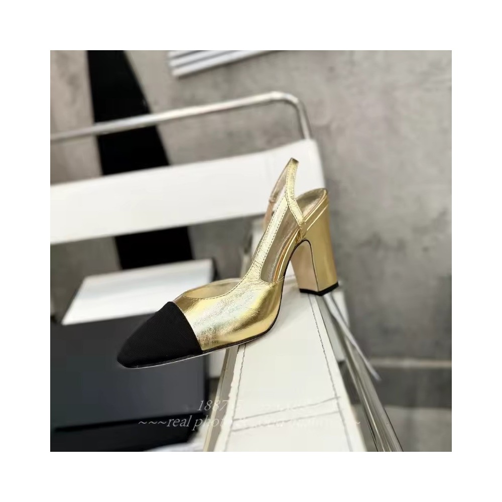 Women's Two-Tone Slingback Pumps | Grosgrain Cap-Toe Heel Shoes