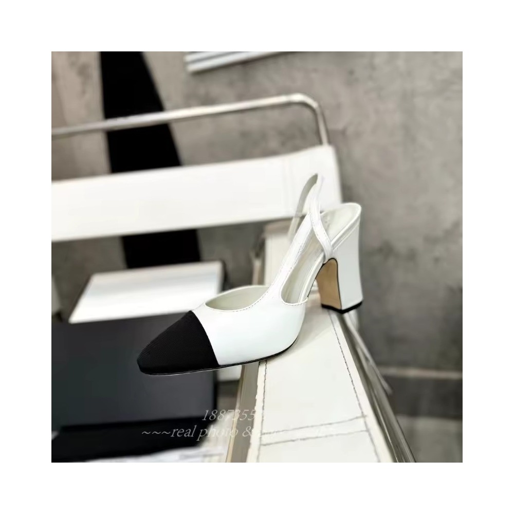 Women's Two-Tone Slingback Pumps | Grosgrain Cap-Toe Heel Shoes