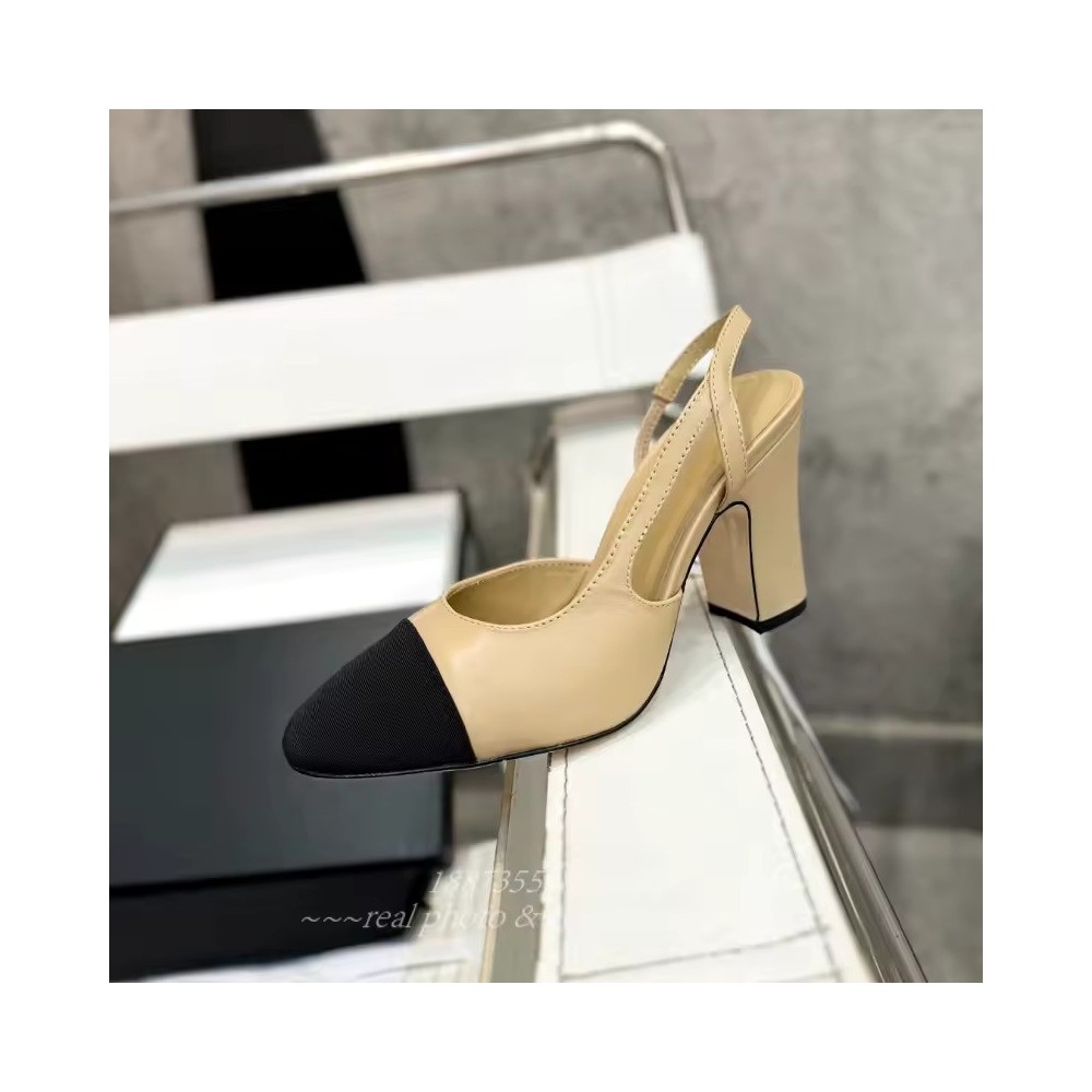 Women's Two-Tone Slingback Pumps | Grosgrain Cap-Toe Heel Shoes