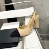 Scarpe Slingback Bicolore da Donna | Décolleté con Tacco Largo Cap-Toe