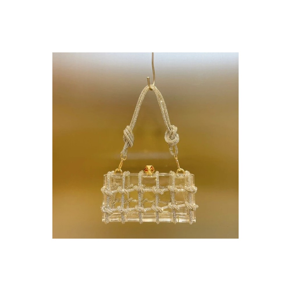 Diamond Clear Acrylic Evening Clutch – Elegant Crystal Box Bag for Women