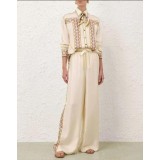 Printed Silk Shirt and Wide-Leg Trouser Set | Two-Piece Resort Wear