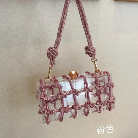 Pochette da Sera in Acrilico Trasparente – Elegante Borsa Scatola con Strass