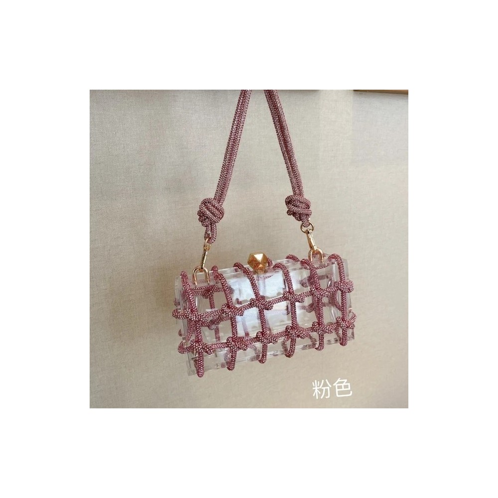 Pochette da Sera in Acrilico Trasparente – Elegante Borsa Scatola con Strass