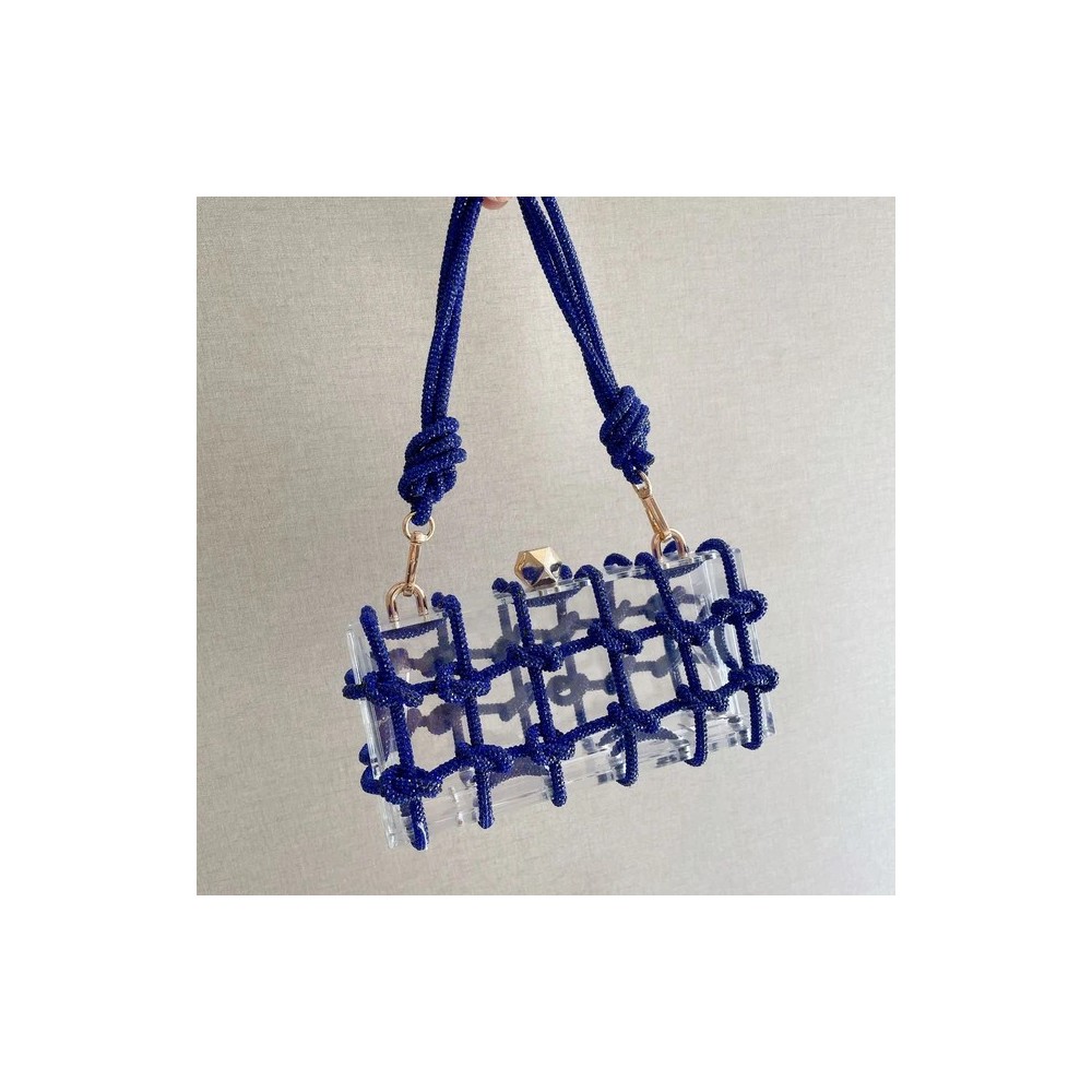 Pochette da Sera in Acrilico Trasparente – Elegante Borsa Scatola con Strass