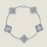 Bracciale Quadrifoglio a 5 Motivi | Stile Classico Argento