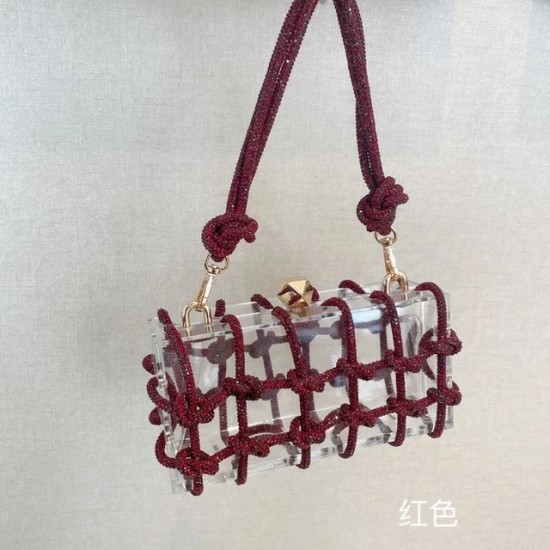 Pochette da Sera in Acrilico Trasparente – Elegante Borsa Scatola con Strass