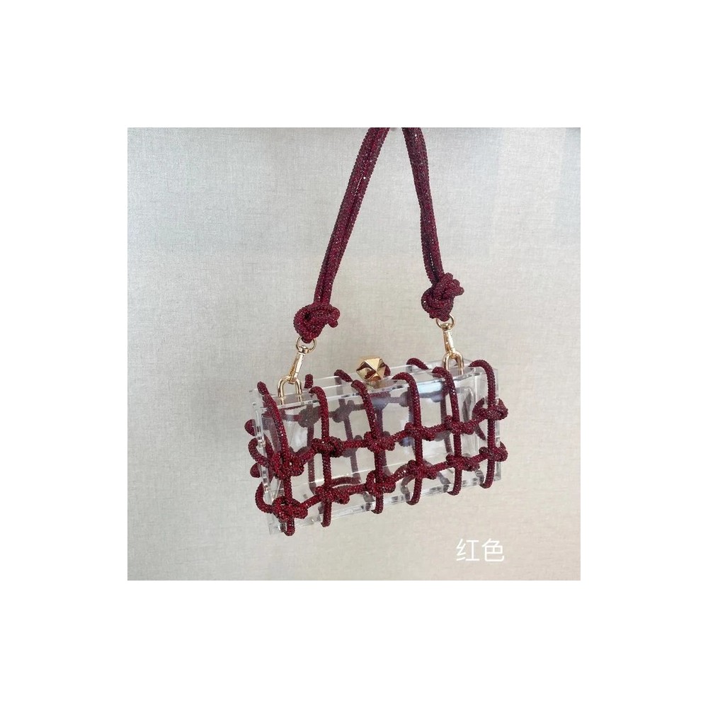 Diamond Clear Acrylic Evening Clutch – Elegant Crystal Box Bag for Women