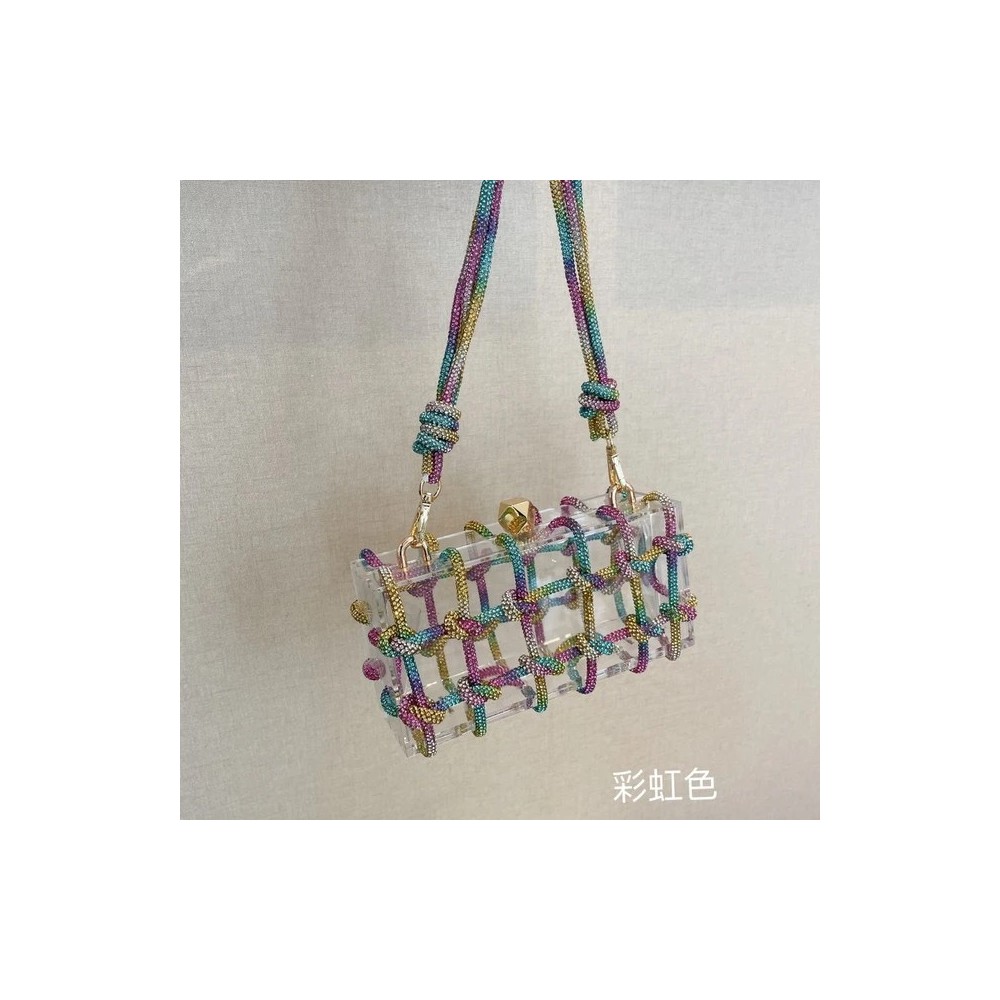 Diamond Clear Acrylic Evening Clutch – Elegant Crystal Box Bag for Women
