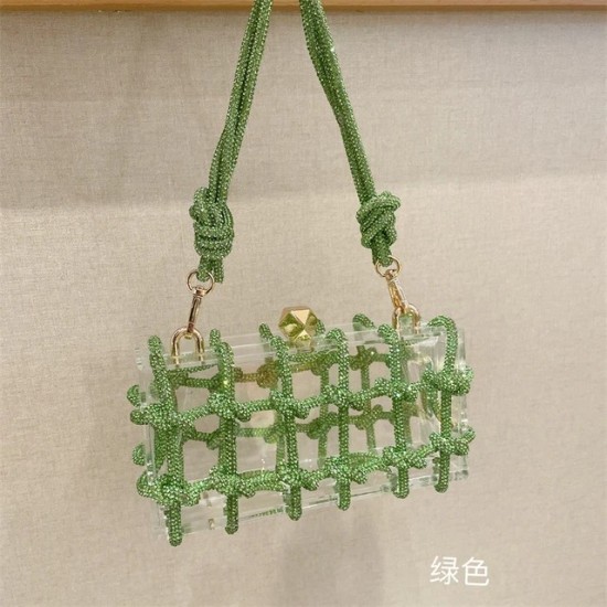 Diamond Clear Acrylic Evening Clutch – Elegant Crystal Box Bag for Women