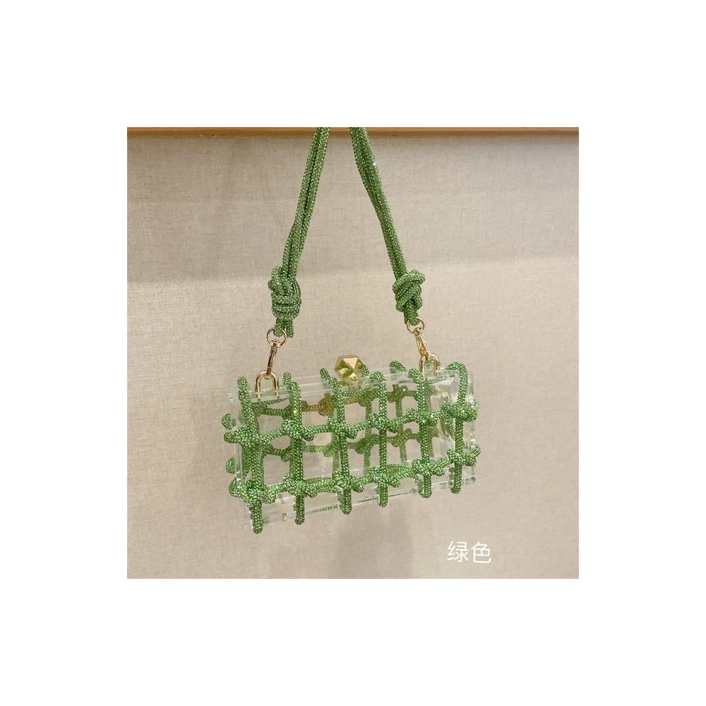 Pochette da Sera in Acrilico Trasparente – Elegante Borsa Scatola con Strass