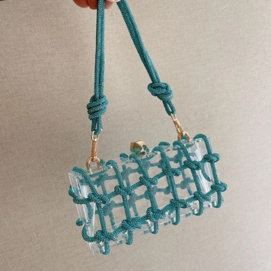 Diamond Clear Acrylic Evening Clutch – Elegant Crystal Box Bag for Women