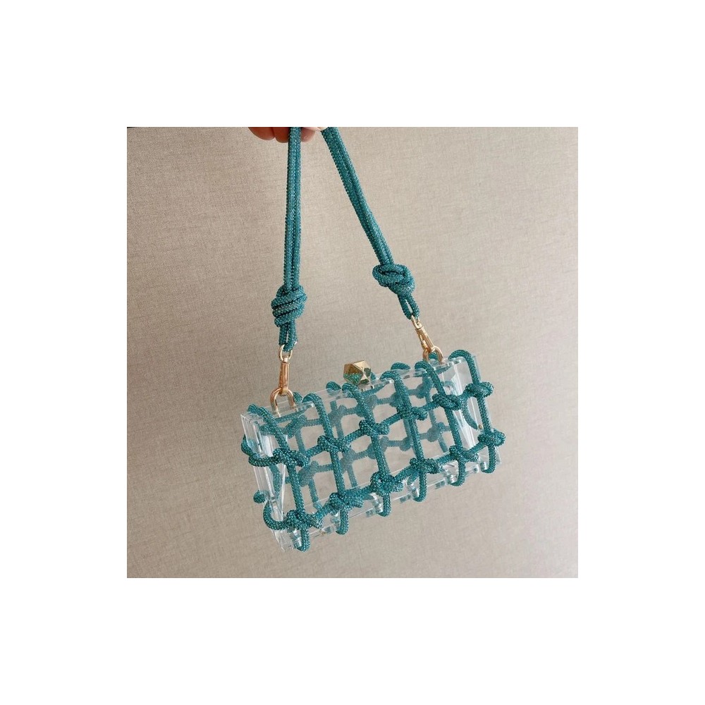 Diamond Clear Acrylic Evening Clutch – Elegant Crystal Box Bag for Women