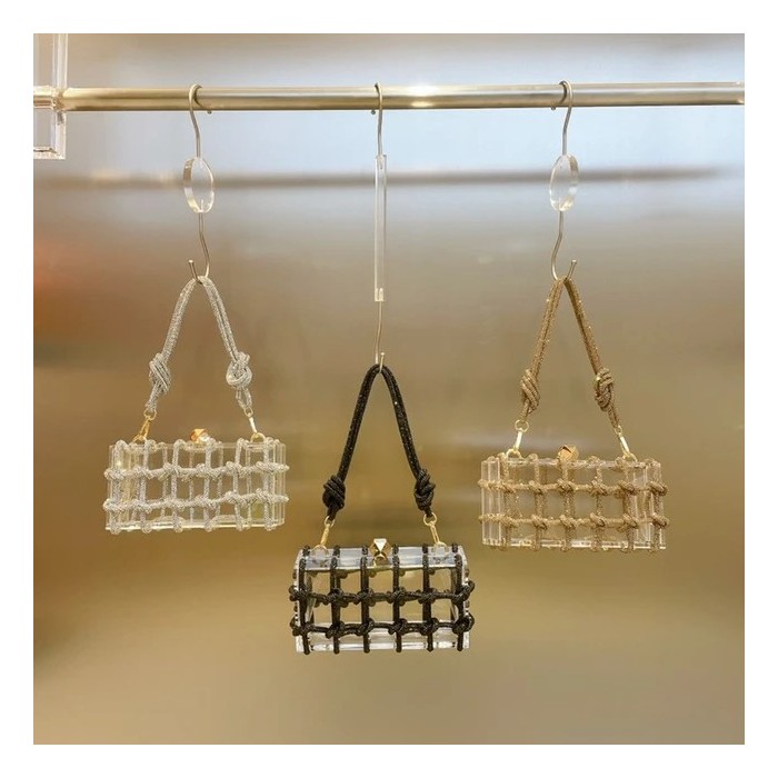 Pochette da Sera in Acrilico Trasparente – Elegante Borsa Scatola con Strass