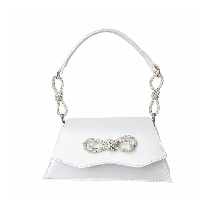 Borsa da Sera di Lusso in Raso con Fiocco e Strass