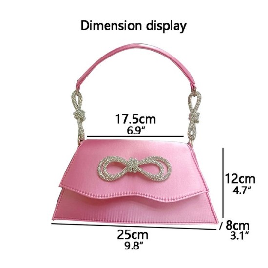 Luxury Satin Rhinestone Bow Evening Handbag