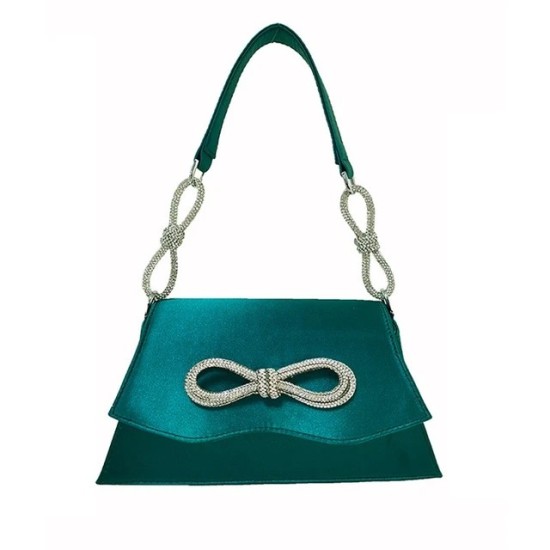 Borsa da Sera di Lusso in Raso con Fiocco e Strass