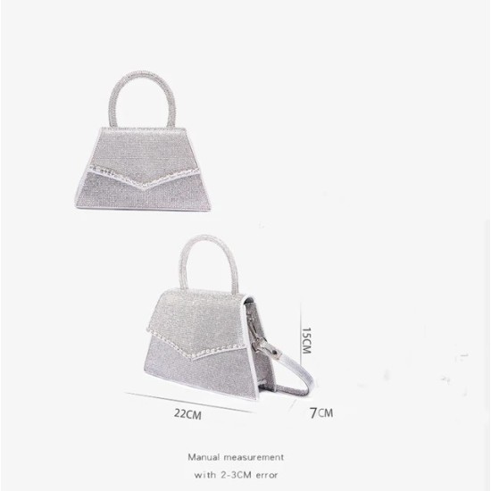 Luxury Silver Rhinestone Shoulder Bag – Crystal Evening Clutch for Women
