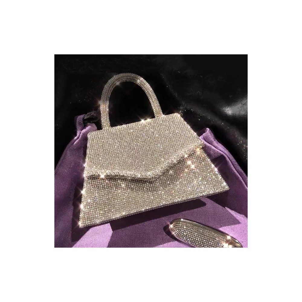 Luxury Silver Rhinestone Shoulder Bag – Crystal Evening Clutch for Women