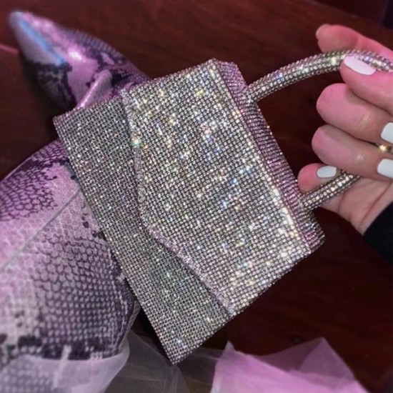 Luxury Silver Rhinestone Shoulder Bag – Crystal Evening Clutch for Women