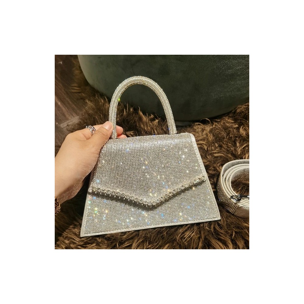 Luxury Silver Rhinestone Shoulder Bag – Crystal Evening Clutch for Women