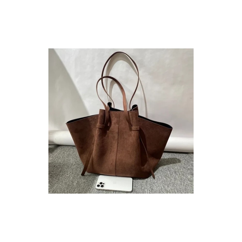 Borsa Tote in Finta Pelle Scamosciata di Lusso – Personalizzabile con Iniziali e Manico in Vera Pelle