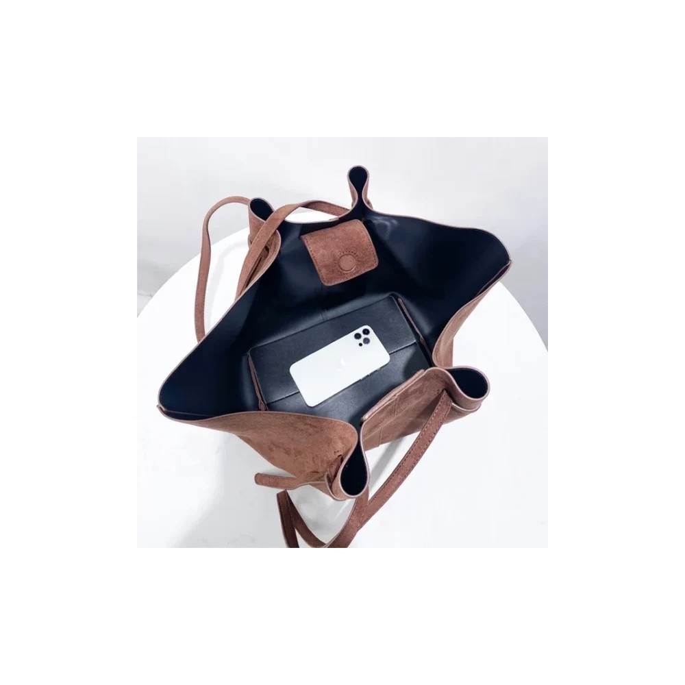 Borsa Tote in Finta Pelle Scamosciata di Lusso – Personalizzabile con Iniziali e Manico in Vera Pelle