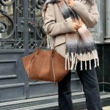 Borsa Tote in Finta Pelle Scamosciata di Lusso – Personalizzabile con Iniziali e Manico in Vera Pelle