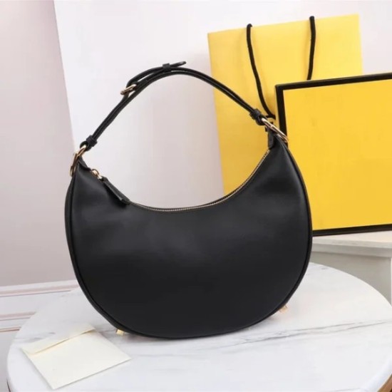 Women’s Luxury Genuine Leather Half Moon Shoulder Bag
