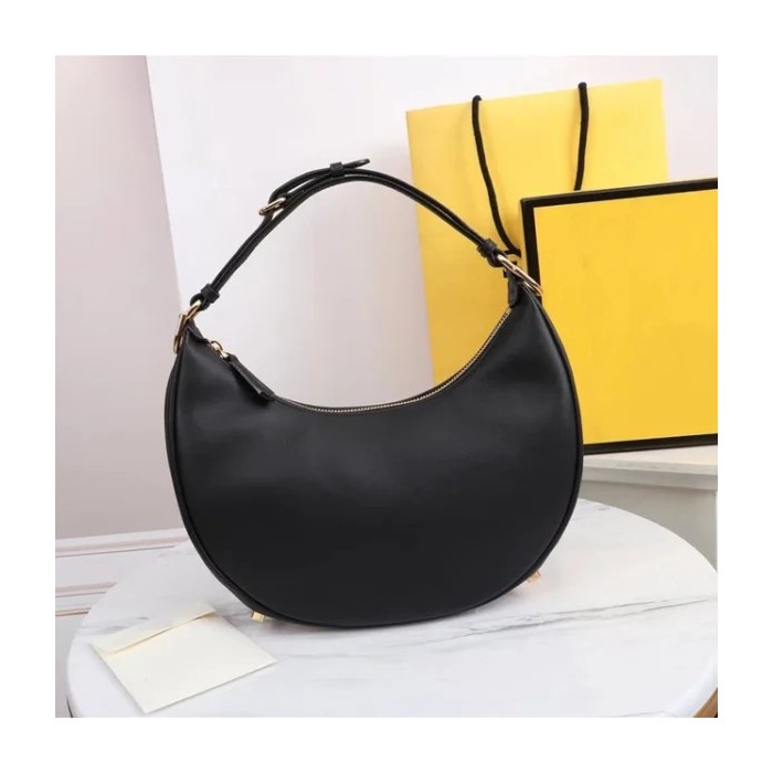 Women’s Luxury Genuine Leather Half Moon Shoulder Bag